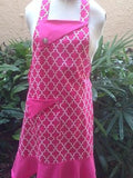 Handmade Retro Style Women's Pink and White  Full Apron