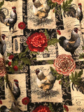 HANDMADE FLOWER,CHICKEN AND ROOSTER VALANCE 41 X 15