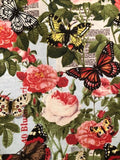 HANDMADE FLOWERS AND BUTTERFLIES VALANCE , 42 X 15 INCHES