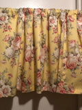 HANDMADE YELLOW FLORAL SHABBY CHIC VALANCE ,42 X15 INCHES
