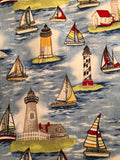 HANDMADE LIGHTHOUSE AND BOAT ,42 X 15 INCHES