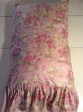 Handmade  Pink Floral Shabby Chic Pillow Case/Cover with or without Ruffle
