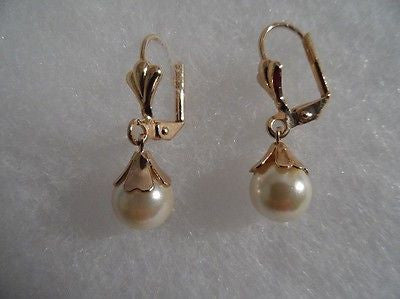 18 kt Gold Filled Faux Pearl  Earrings (3757-2)