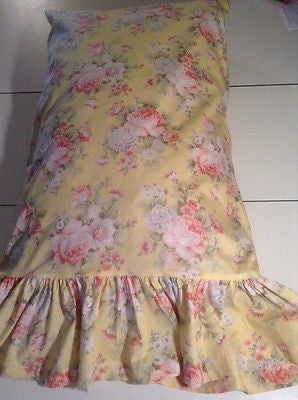 Handmade  Yellow Floral Shabby Chic Pillow Case/Cover with or without Ruffle