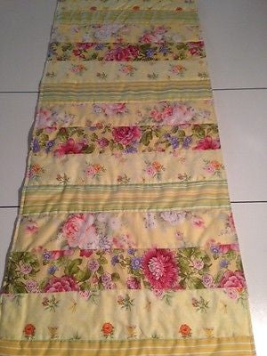 Handmade Yellow Victorian Style  Quilted Table Runner/Scarf 16 x 44 ins
