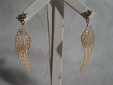 18 kt Gold Filled Angel Wings with Clear  Stone Stud Earrings