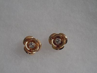 18 kt Gold Filled Rose with clear Stone   Earrings (6299)