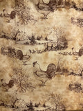 HANDMADE CHICKEN/ROOSTER TOILE VALANCE,42 INCHES x 15 INCHES