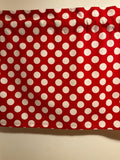 HANDMADE RED AND WHITE POLKA DOT VALANCE,41 X 15 INCHES