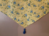 HANDMADE YELLOW FLORAL TRIANGLE VALANCE WITH TASSEL, 42 x 26 INCHES