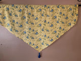 HANDMADE YELLOW FLORAL TRIANGLE VALANCE WITH TASSEL, 42 x 26 INCHES