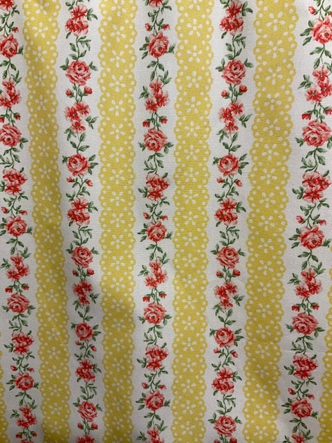 YELLOW SHABBY ROSE/CHIC FABRIC BY THE YARD