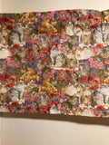 HANDMADE CAT AND FLOWERS VALANCE,42 X 15 INCHES