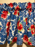 VINTAGE PRINT BLUE FLORAL CURTAIN/VALANCE, 42 x 15 inches