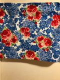 VINTAGE PRINT BLUE FLORAL CURTAIN/VALANCE, 42 x 15 inches