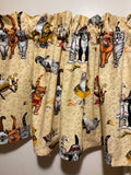 HANDMADE PLAYFUL CATS VALANCE, 42 X15 INCHES