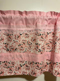 HANDMADE PINK PLAID AND FLORAL VALANCE WITH LACE, 42 X 15 INCHES