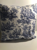 HANDMADE BLUE AND WHITE TOILE PILLOW COVER/CASE , 18 X 18 AND 20 X20,  $18.50