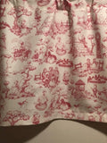 HANDMADE PINK AND WHITE TOILE GIRL'S ROOM/NURSERY VALANCE, 40 X 15 INCHES