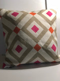 HANDMADE SQUARE PRINT PILLOW COVER, 18 X 18 AND 20 X 20