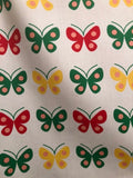 HANDMADE RED,GREEN AND YELLOW BUTTERFLY VALANCE, 41 X 15 INCHES