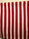 HANDMADE RED AND WHITE STRIPE VALANCE, 42 X 15 INCHES