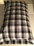 Handmade Black and Gray Plaid Pillow Case/ Cover