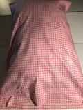 HANDMADE PINK PLAID COTTON PILLOW CASE/COVER