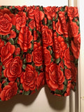 HANDMADE LARGE RED ROSE COTTON VALANCE 41 X 15 INCHES