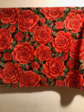 HANDMADE LARGE RED ROSE COTTON VALANCE 41 X 15 INCHES